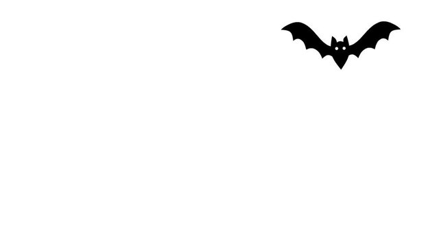 flying black bat on white background