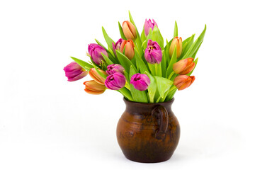 colourful tulips in a vase