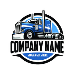 Premium trucking company ready made logo. 18 wheeler semi truck logo vector. Best for trucking and freight related industry © bonky