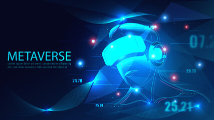 VR Metaverse technology in futuristic concept background