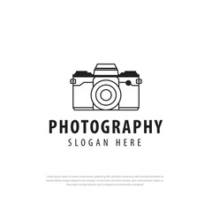Modern line style Photography Camera logo template. Icon vector illustration