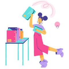 girl works in an office