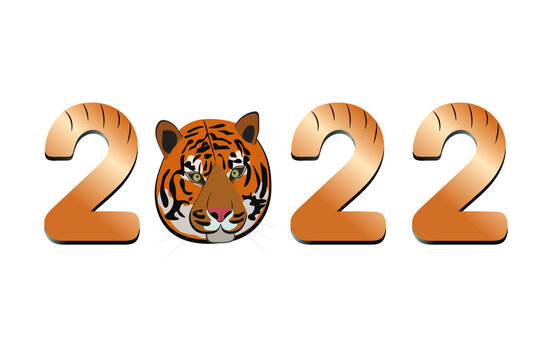 Happy new year 2022 year tiger  is in numbers 2022 for poster, brochure, banner, invitation card vector illustration isolated on white background.