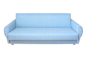 Soft blue empty sofa isolated on white background. Classic couch
