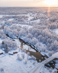The unknown and untouched Russian north river in winter