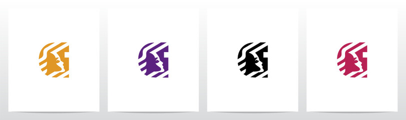 Face And Diagonal Lines On Letter Logo Design G