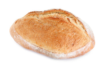 Loaf of tasty wheat sodawater bread isolated on white
