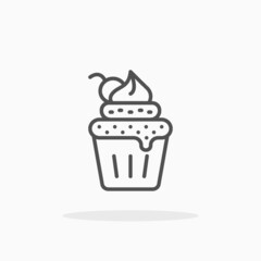 Cupcake icon. Outline style. Editable Stroke and pixel perfect. Vector illustration. Enjoy this icon for your project.