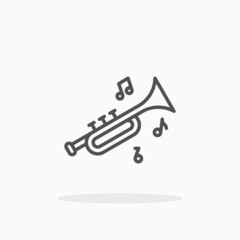 Trumpet icon. Outline style. Editable Stroke and pixel perfect. Vector illustration. Enjoy this icon for your project.