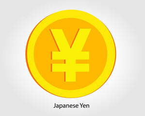 Japanese yen golden vector illustration. Japanese yen money currency