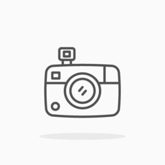 Camera icon. Outline style. Editable Stroke and pixel perfect. Vector illustration. Enjoy this icon for your project.