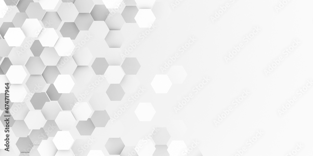 Poster modern minimal white offset honeycomb hexagon geometrical pattern plates background flat lay top vie