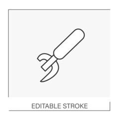  Can opener line icon. Kitchen utensil for tin open. Device for opening up tin can.Cooking tools concept. Isolated vector illustration. Editable stroke