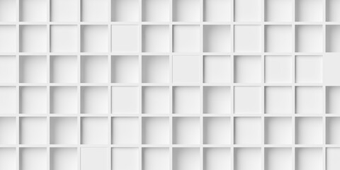 Fototapeta premium Random shifted inset white cube boxes block background wallpaper banner full frame filling