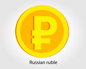 Obraz premium Russian ruble golden vector illustration. Russian ruble money currency