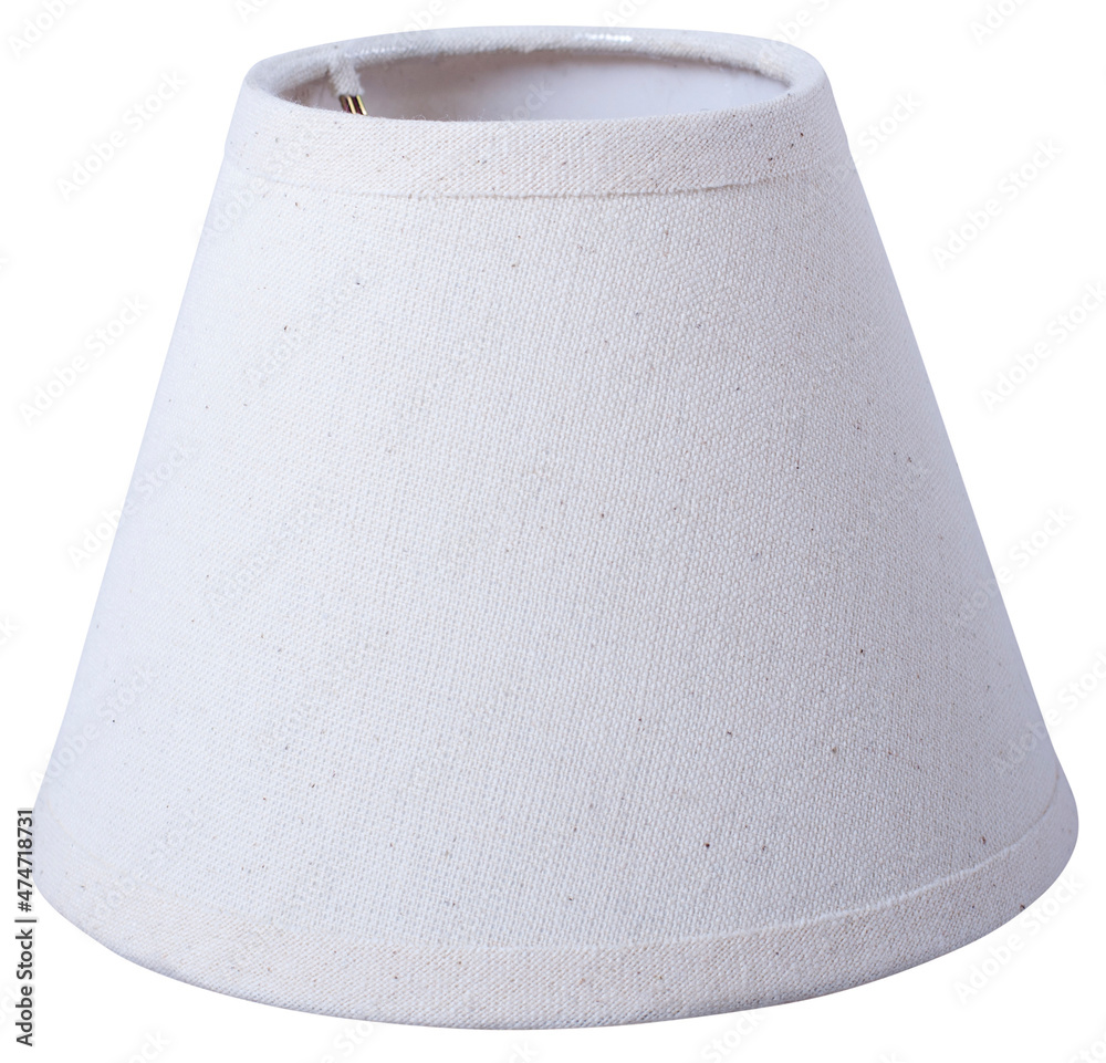 Wall mural classic empire white cone bell shaped tapered lampshade on a white background isolated close up shot