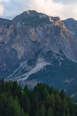 alta badia, a valley in the dolomites, with the light of the sunset, at the end of a summer day - August 2021.
