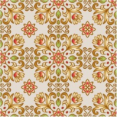 Fototapeta na wymiar Luxury floral seamless pattern mandala design decorative ornaments.