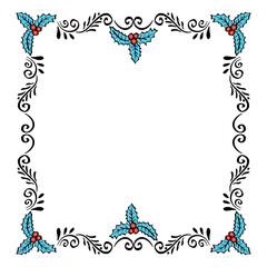 Christmas floral frame design with holly berries