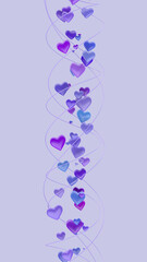 Blue and purple heart shapes. Valentine's day concept. Abstract illustration, 3d render.