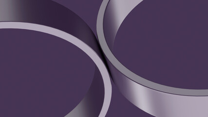 Purple metallic circle shapes. Abstract illustration, 3d render.
