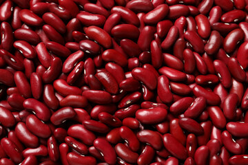 Top view of raw red kidney beans as background