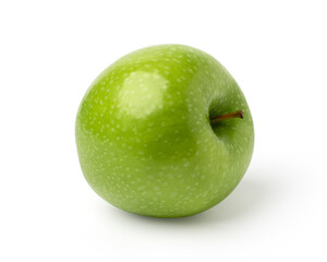 fresh green apple fruit isolated on white background, with clipping path, single.