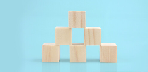Wooden blocks chart steps with copy space