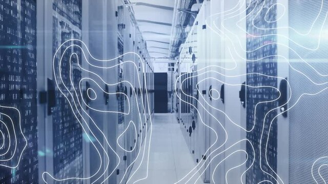Animation of shapes and light spots over server room