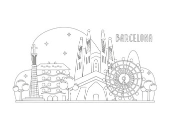 Barcelona, landmark, vector illustration, sketch
