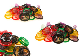 Colorful condoms background.