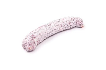 Tasty salami isolated on a white background.