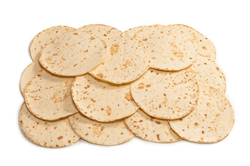 Grilled pitta bread isolated on white background.