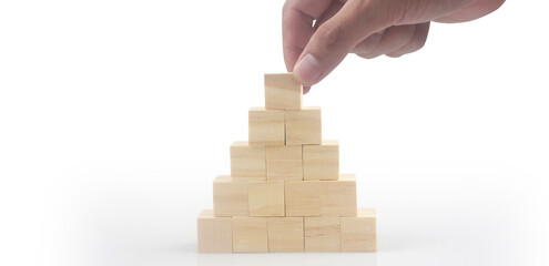 Wooden blocks chart steps with copy space