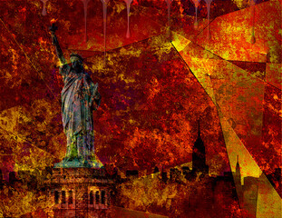 Liberty statue abstract painting
