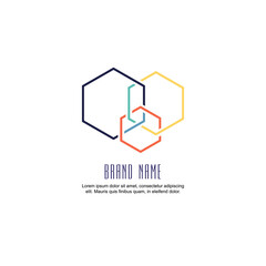 Sign, symbol, logo template from three hexagons of different colors.