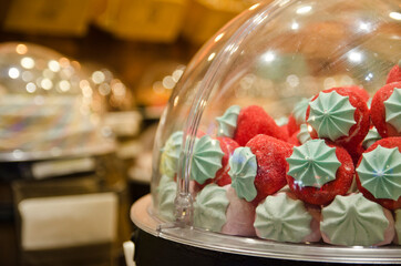 Close-up sweet pieces view coloured with blurred background