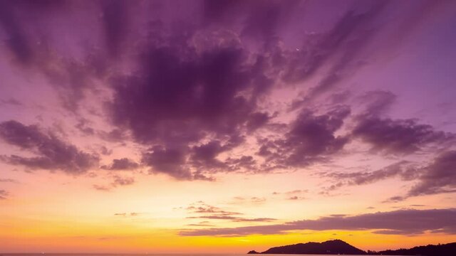 Time Lapse colorful clouds in sunset time Beautiful light of nature Amazing colors of the setting sun Majestic clouds flowing in sunset sky Evening dark clouds in Phuket island on December 7-2021