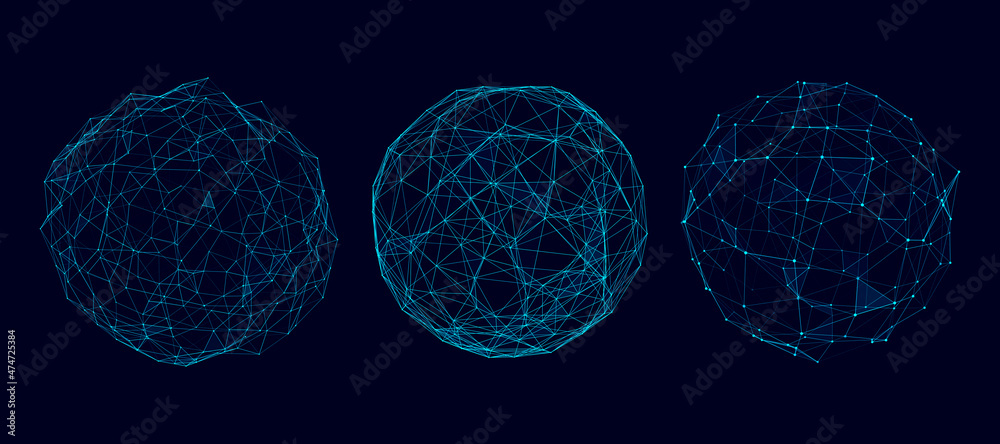 Poster vector futuristic sphere of particles and lines. network connection big data. abstract technology ba