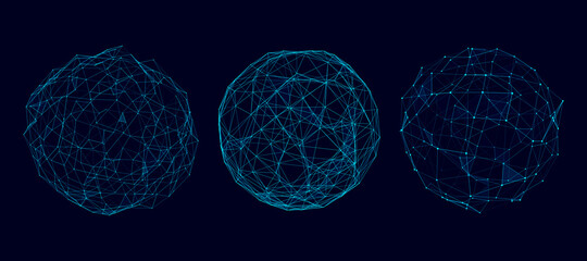 Vector futuristic sphere of particles and lines. Network connection big data. Abstract technology background.