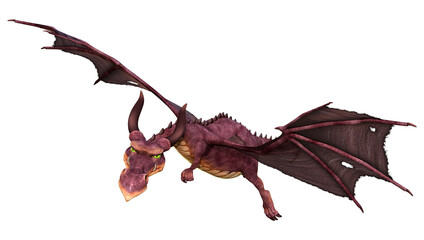 3D Rendering Fairy Tale Dragon on White