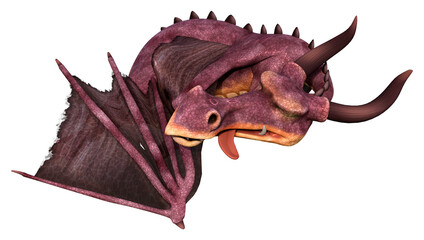 3D Rendering Fairy Tale Dragon on White