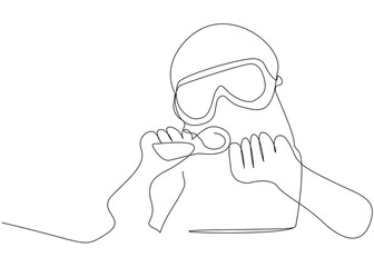 a scientist doing research looks with a zoom glass in her hand