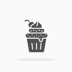 Cupcake icon. Solid or glyph style. Vector illustration. Enjoy this icon for your project.