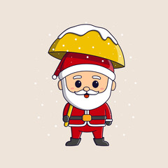 cute santa claus holding umbrella