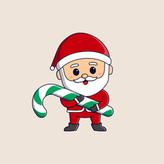 cute santa claus hugging candy