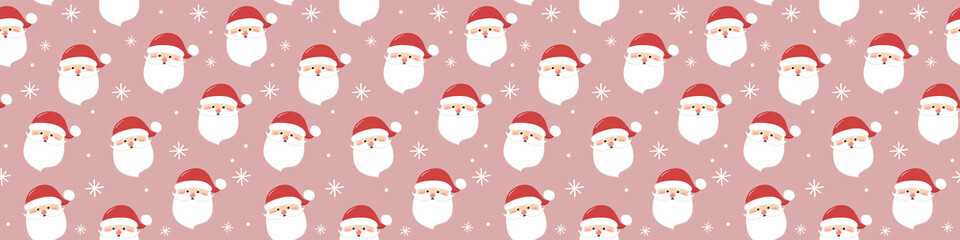 Christmas texture with Santa Claus. Seamless pattern. Panoramic header. Vector