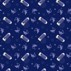 Seamless pattern with pencils and geometric shapes.