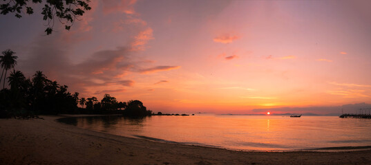 Beautiful panorama scenery of seascape in sunset at Koh Yao Yai, Phang Nga, Thailand