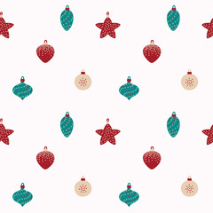 Pattern from Christmas tree decorations isolated on a colored background vector illustration. The concept of winter holidays and celebrations